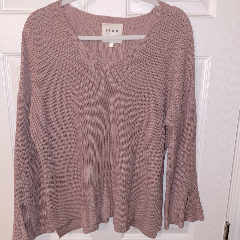 Cotton On mauve Knit Sweater with flared sleeves